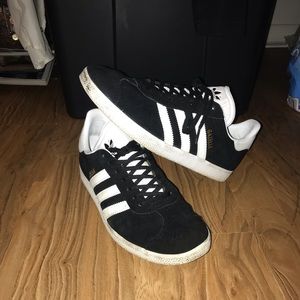 Adidas Gazelle Black White Stripe Suede Shoes